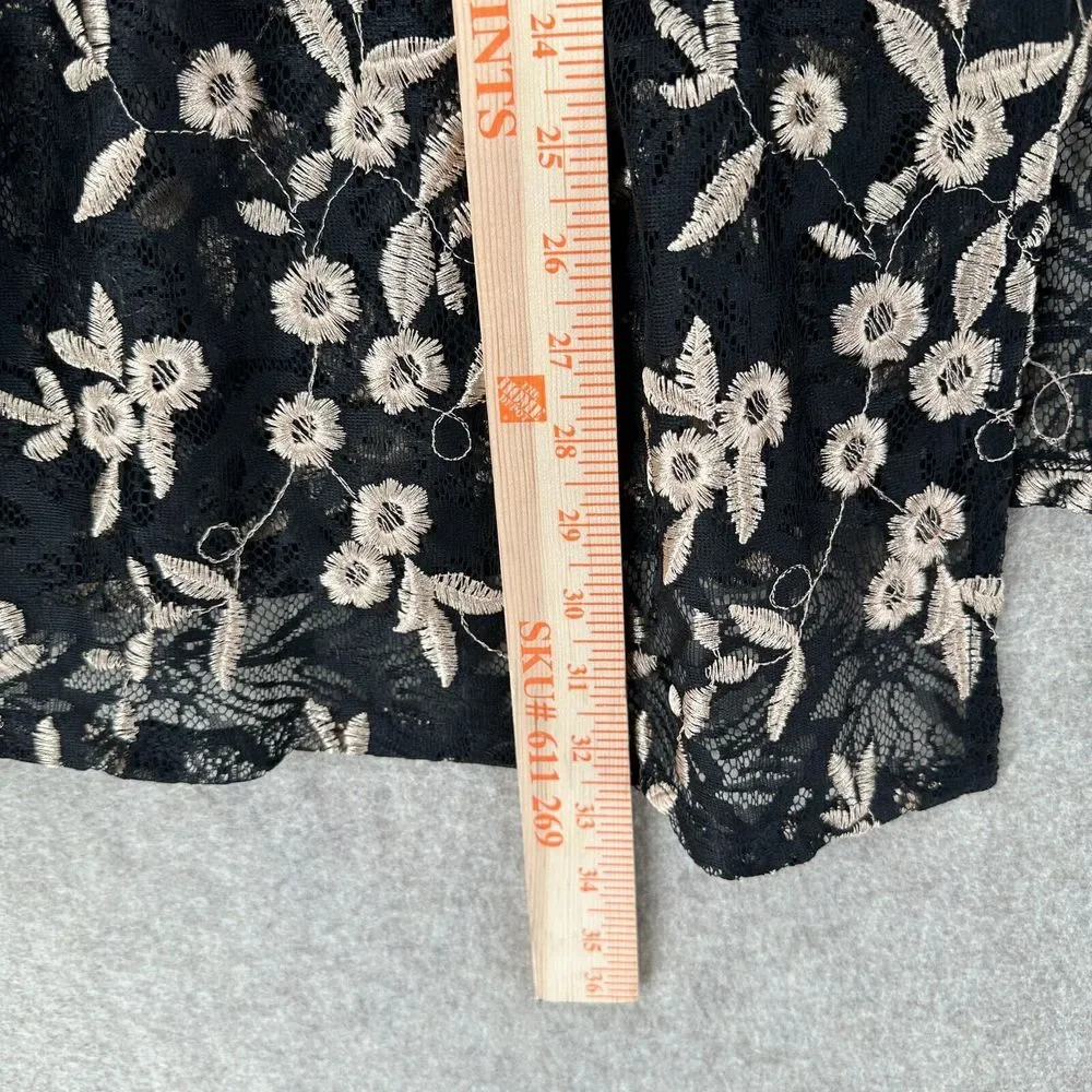 Catherines Cardigan Womens 2XWP Black Ivory Lace Embroidered Boho Cover Up‎ - Picture 6 of 9